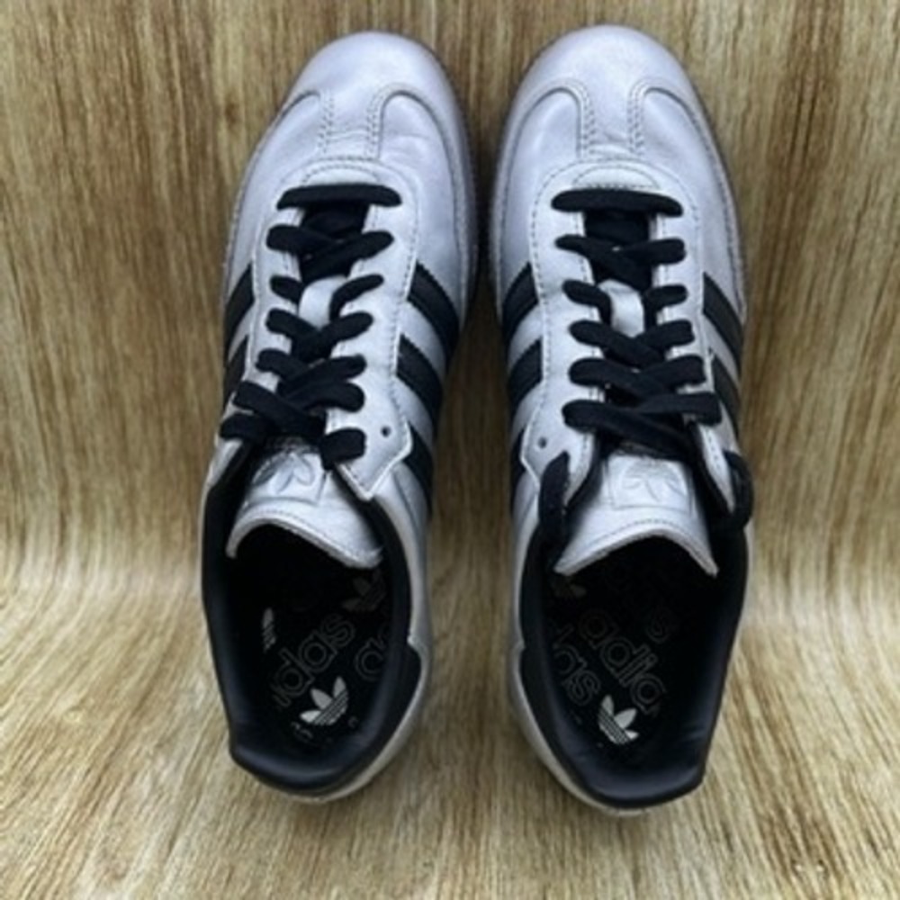 Adidas Samba OG Women's Size 8 Silver Metallic Black Athletic Shoes Sneakers - Picture 6 of 10